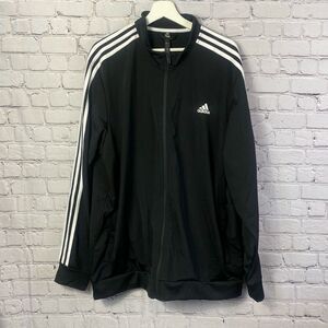 Adidas Classic Black White Stripe Full Zip Warm Up Jacket Size 2 XL    294